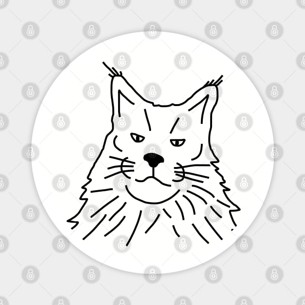 Minimal Maine Coon Cat Line Art Magnet by ellenhenryart